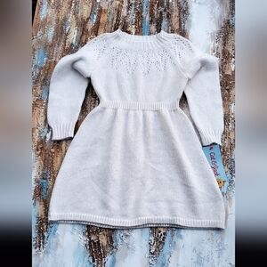 Cozy White Knit Kids Dress Size 3T